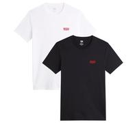 Levi's Men's 2-Pack Crewneck Graphic Tee T-Shirt, Chesthit White / Caviar, S