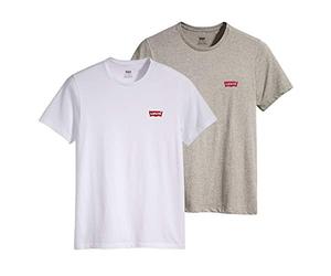 Levi's Men's 2-Pack Crewneck Graphic Tee T-Shirt, White / Mid Tone Grey Heather, L Slim fit