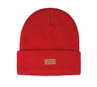 Levi's Men's All Season Comfy Leather Logo Patch Cuffed Hero Beanie Hat, Red, One Size
