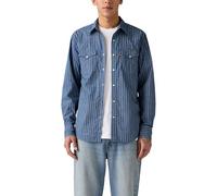 Levi's Men's Barstow Standard Fit Western Shirt Bjorn Geo Stripe Estate Blue Poplin Blue XL