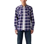 Levi's Men's Barstow Standard Fit Western Shirt Hawley Plaid Blue Depths Twill Blue L