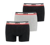 LEVIS Men's Boxer Underwear Pack of 3, black/grey, S