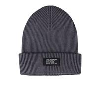 Levi's Men's Cozy Knit Cuffed Logo Patch Beanie Hats, Ribbed Charcoal, One Size