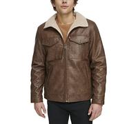 Levi's Men's Faux Leather 2-Pocket Sherpa Lined Jacket, Black, M