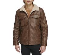 Levi's Men's Faux Leather 2-Pocket Sherpa Lined Jacket, Light Brown, L