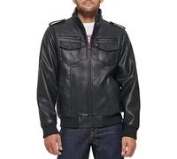 Levi's Men's Faux Leather Aviator Bomber Jacket (Regular & Big & Tall Sizes), Dark Black, XL