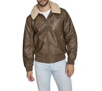 Levi's Men's Faux Leather Aviator Bomber Jacket with Sherpa Collar, Light Brown, M