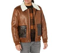 Levi's Men's Faux Leather Aviator Bomber Jacket with Sherpa Lined Collar (Regular & Big & Tall Sizes), Brown, XXL
