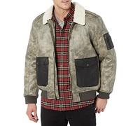 Levi's Men's Faux Leather Aviator Bomber Jacket with Sherpa Lined Collar (Regular & Big & Tall Sizes), Grey, XXL