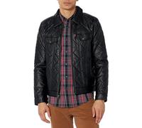 Levi's Men's Faux Leather Classic Trucker Jacket, Black Diamond Quilted, XL