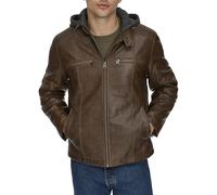 Levi's Men's Faux Leather Hooded Racer Jacket, Saddle, L