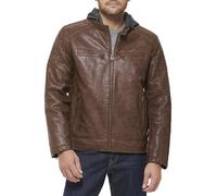 Levi's Men's Faux Leather Hooded Racer Jacket, Saddle Modern Lamb, S
