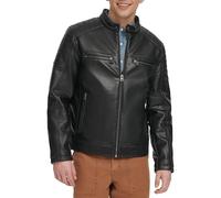Levi's Men's Faux Leather Racer Jacket, Black Quilt Lined, L