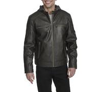 Levi's Men's Faux Leather Racer Jacket, Dark Brown Hooded, XXL