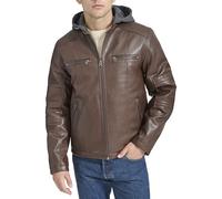 Levi's Mens Faux Leather Racer Jacket, Rust Brown, L