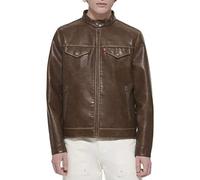 Levi's Men's Faux Leather Racer Jacket, Saddle, Large
