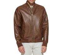 Levi's Men's Faux Leather Varsity Bomber Jacket, Saddle, XX-Large