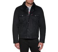 Levi's Men's Leather Classic Trucker Jacket, Black Faux Shearling, M