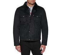 Levi's Men's Leather Classic Trucker Jacket, Black Faux Shearling, M