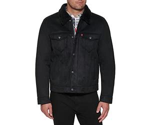 Levi's Men's Leather Classic Trucker Jacket, Black Faux Shearling, XL