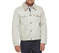 Levi's Men's Leather Classic Trucker Jacket, Cream Faux Shearling, M