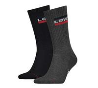 Levi's Men's Levis 144ndl Regular Cut Sprtwr Logo 2p Calf Socks Not Applicable, Multicolour (Mid Grey/Black 208), 9/11/2019 (Manufacturer Size: 043)