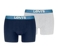 LEVIS Men's Melange Waistband Organic Cotton Boxer, Blue Combo, L (Pack of 2)