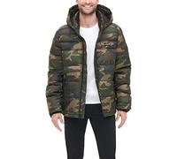 Levi's Men's Mid-Length Quilted Performance Hoody Puffer Jacket Down Alternative Coat, Camouflage, L