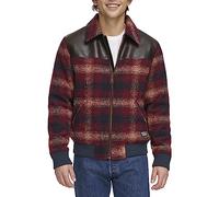 Levi's Men's Mixed Media Western Plaid Bomber Jacket, Red Ombre, M