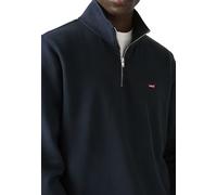 Embroidered Logo Cotton Sweatshirt with Half Zip Navy Blue