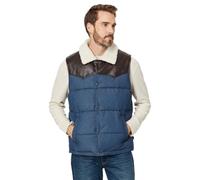 Levi's Men's Out West Mixed Media Puffer Vest, Faded Blue Denim, M