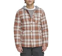 Levi's Men's Plaid Sherpa Lined Hooded Shirt Jacket (Regular & Big & Tall Sizes) Orange Ombre Medium