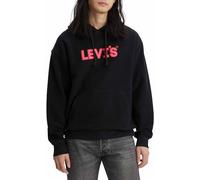 Levi's Men's Relaxed Graphic Sweatshirt Hoodie, Headline Logo Po Caviar, M
