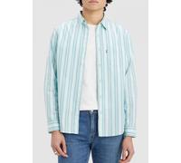 Levi's Men's Shirt Long Sleeve Shirt Man Blue Stripe, Green/White/Blue, S
