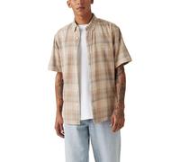 Levi's Men's Short Sleeve Authentic Button Down Shirt Bennett Plaid Porridge Beige L