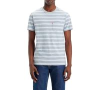 Levi's Men's Short Sleeve Classic Pocket Tee T-Shirt, Lighthouse Stripe Midtone Heather Grey Slub, S