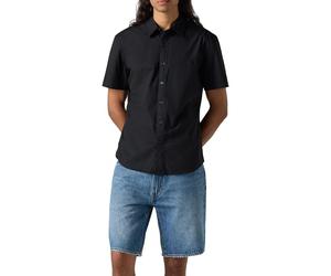 Levi's Men's Short-Sleeved Battery Housemark Slim Shirt, Jet Black, XS