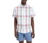 Levi's Men's Shortsleeve Sunset 1-Pocket Standard Button Down Shirt, Cole Plaid Bright White, S