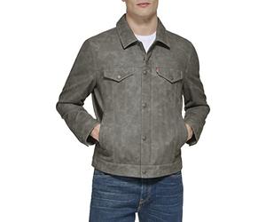 Levi's Men's Smooth Lamb Touch Faux Leather Classic Trucker Jacket, New Light Grey, XXL