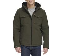 Levi's Men's Soft Shell Two Pocket Hooded Trucker Jacket Insulated, Olive/Sherpa Lined, L