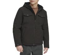 Levi's Men's Soft Shell Two Pocket Sherpa Lined Hooded Trucker Jacket, Black Tech, Large