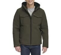 Levi's Men's Soft Shell Two Pocket Sherpa Lined Hooded Trucker Jacket, Olive Tech, Medium