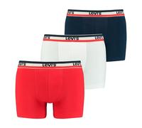 Levis White Red Blue 3 Pack Basic Cotton Boxers Logo Signature Elastic Waistband - XL, WHITE/RE