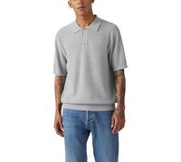 Levi's Men's Sweater Cotton Linen Knit Polo Linen Seed Stitch Mid Tone Grey Heather Multicolor M