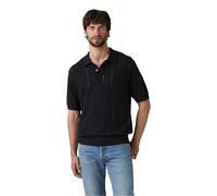 Levi's Men's Sweater Cotton Linen Knit Polo Pointelle Grid Mineral Black Black M