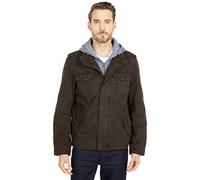 Levi's Men's Washed Cotton Four Pocket Hooded Jacket Lightweight, Dark Brown, Large