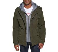 Levi's Men's Washed Cotton Hooded Military Jacket (Regular & Big & Tall Sizes), Olive/Sherpa Lined, XL