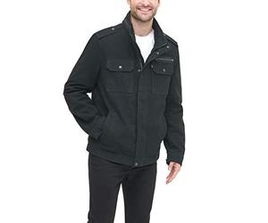 Levi's Men's Washed Cotton Military Jacket Lightweight, Black Filled, L