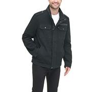 Levi's Men's Washed Cotton Military Jacket (Regular & Big & Tall Sizes) Lightweight, Black Filled, XL