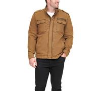 Levi's Men's Washed Cotton Military Jacket (Regular & Big & Tall Sizes) Lightweight, Worker Brown Filled, S
